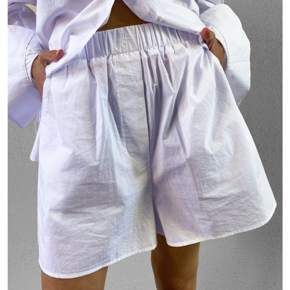The Frankie Shop Pants - THE FRANKIE‎ SHOP LUI ORGANIC COTTON BOXER SHORT - WHITE